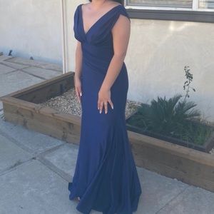 Navy Blue wedding guest long dress.